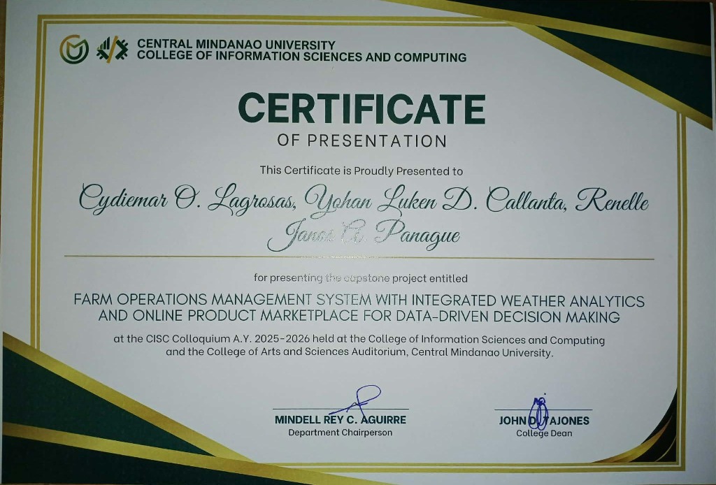 Capstone Presentation Certificate