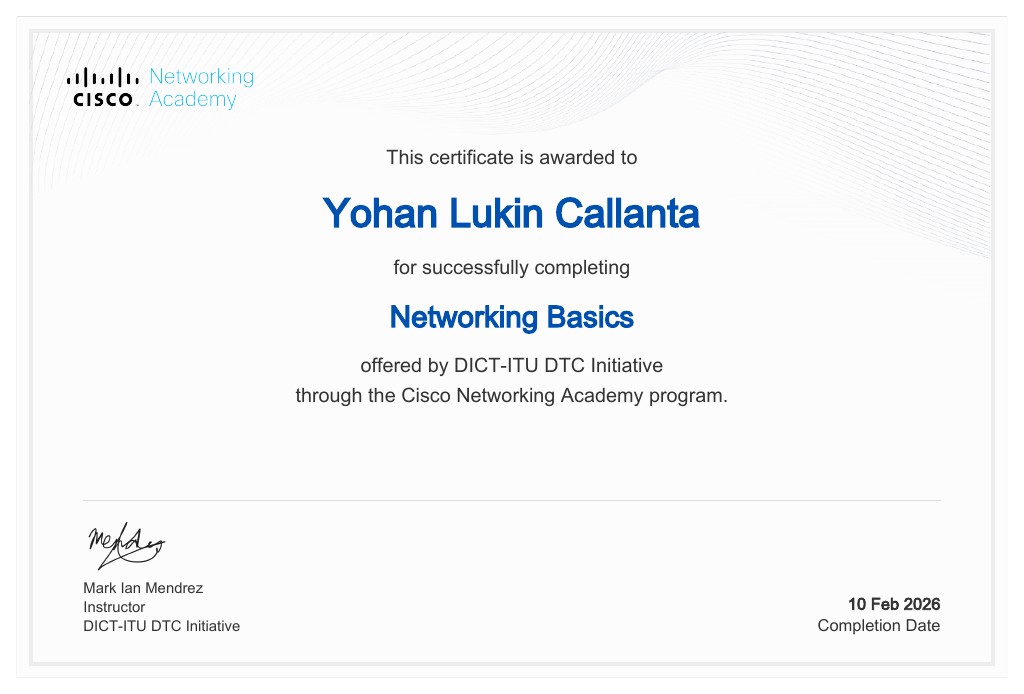 Networking Basics certificate