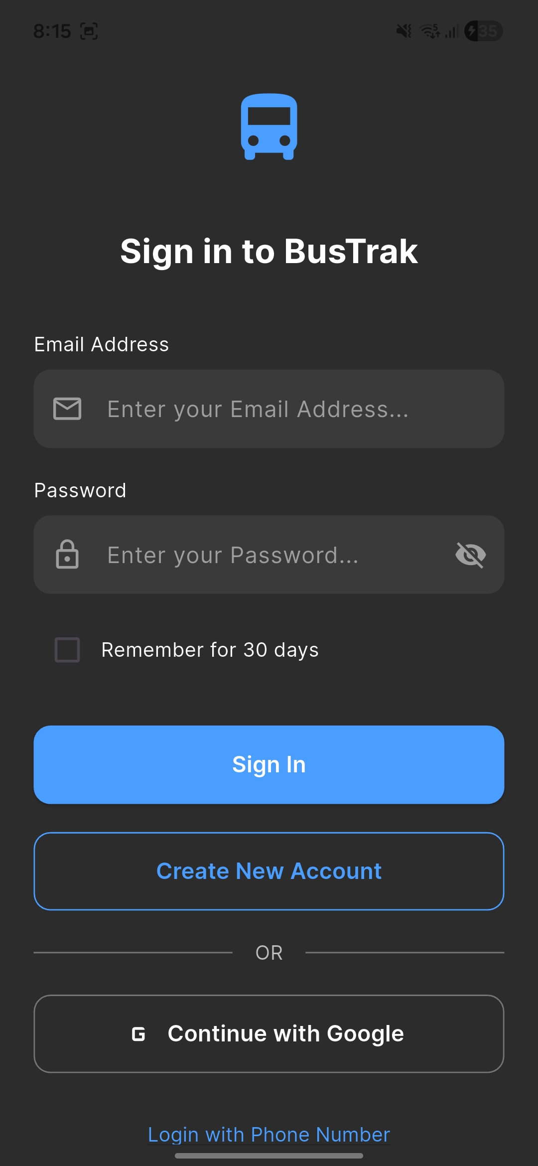 BusTrak mobile application