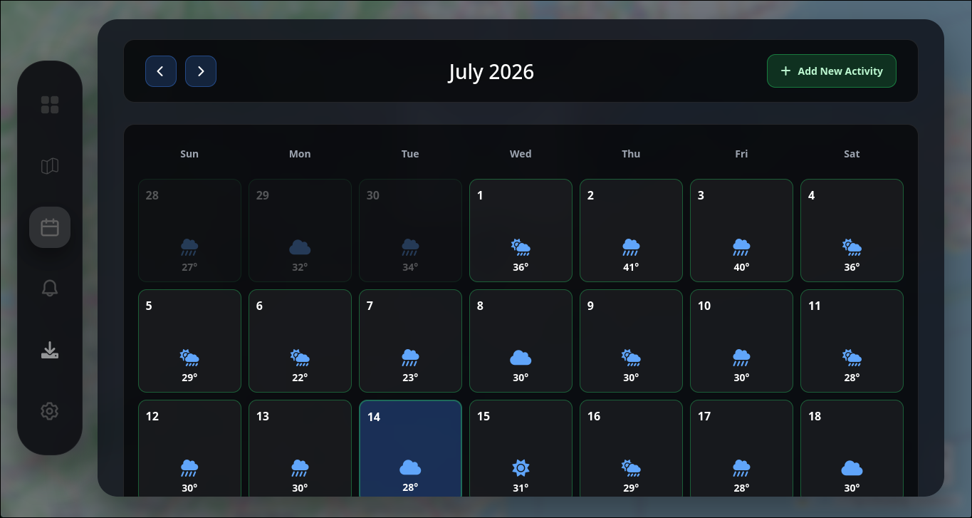 KLEMA monthly weather calendar
