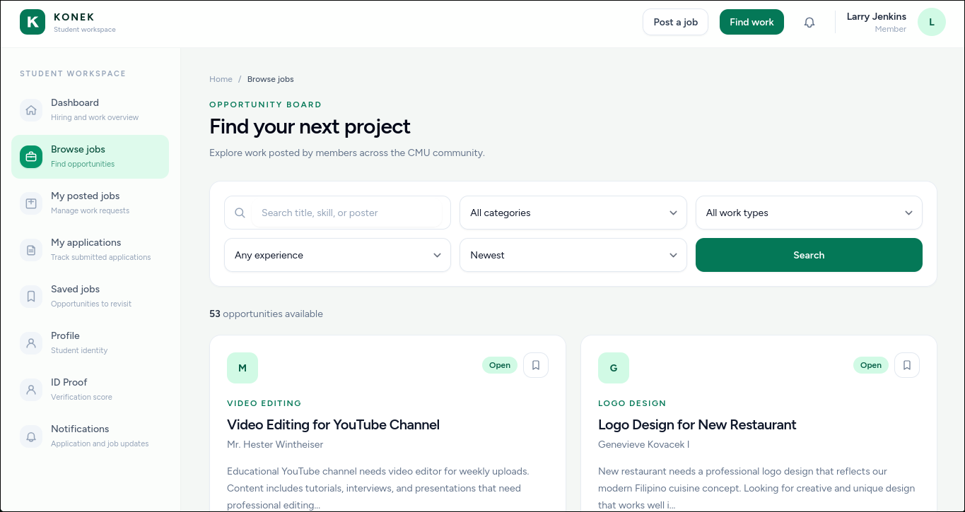 KONEK student opportunity board