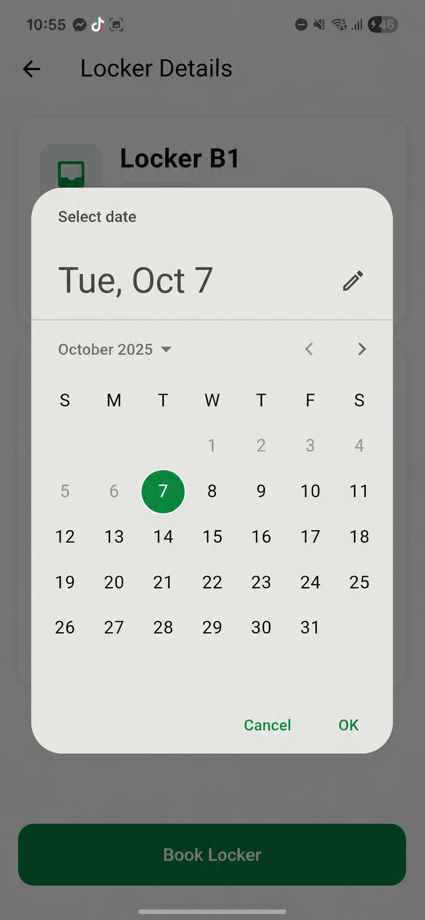 Lucker booking date selection