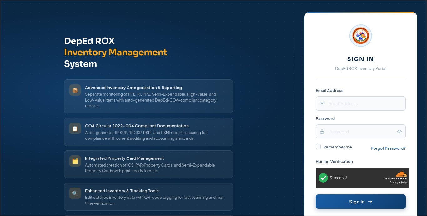 ROX Inventory 2.0 dashboard